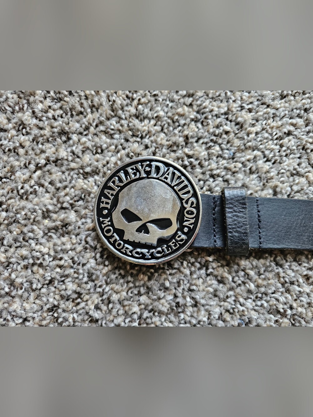 True Religion Black Leather Icon Belt with Branded Buckle